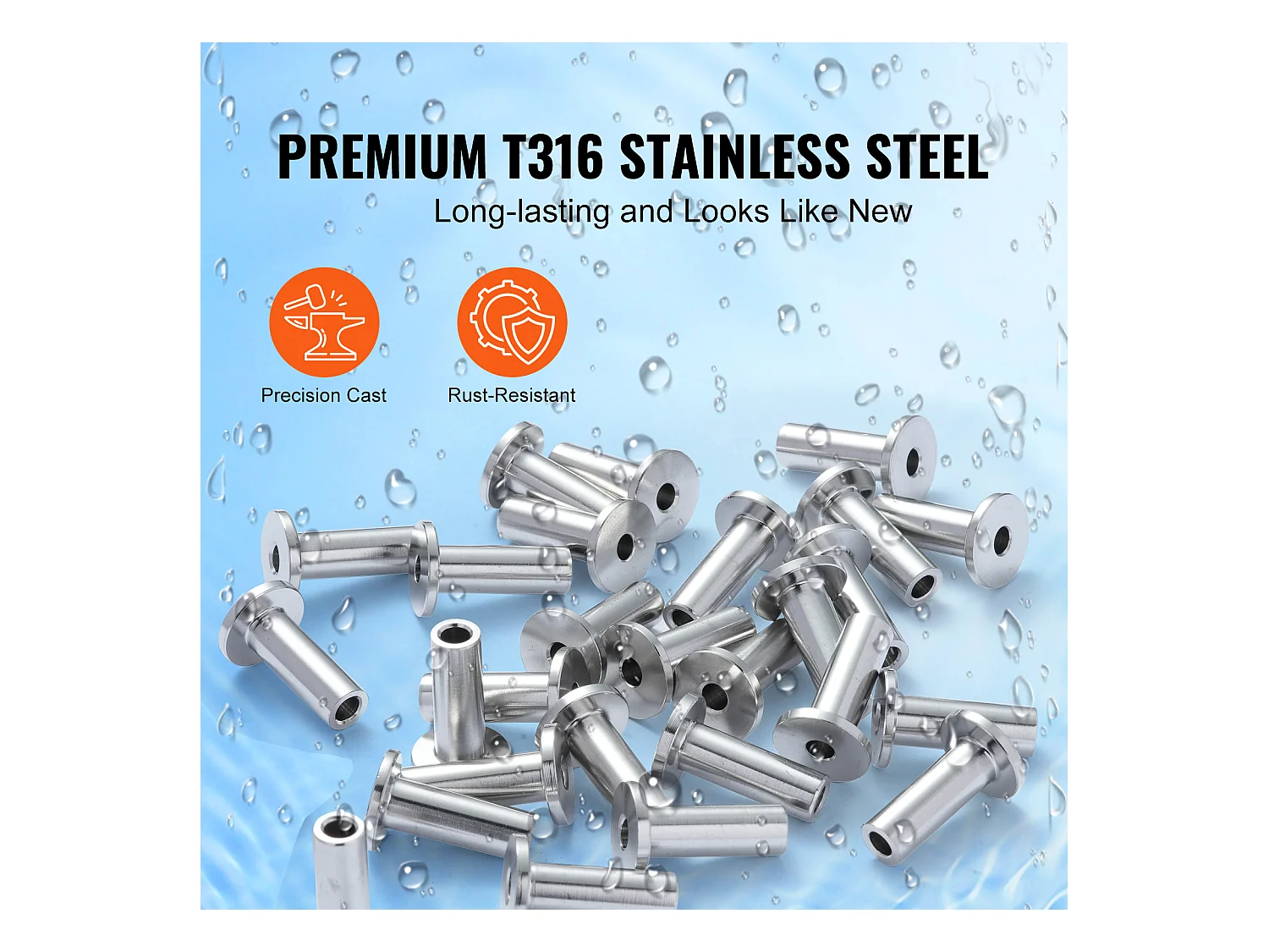 Leitplanken SucceBuy 121er-Pack T316 Edelstahl-Schutzhülsen für 3,2 mm Drahtseile