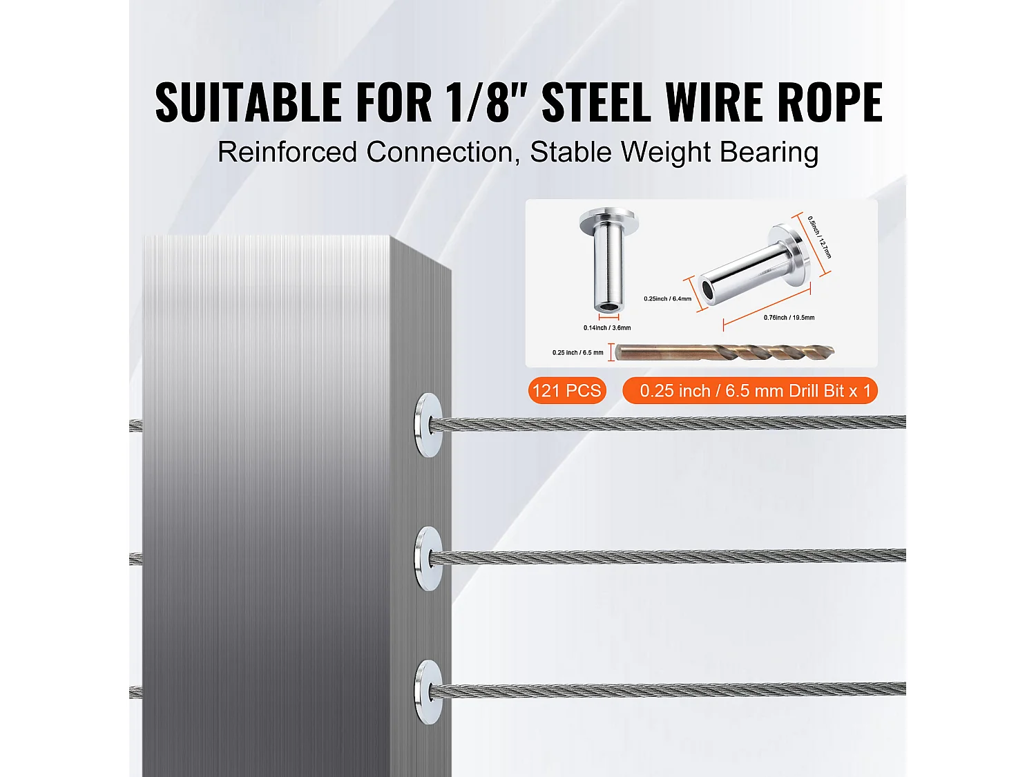 Korpus Garde SucceBuy 121 Tulei Ochronnych ze Stali Nierdzewnej T316 do Lin Stalowych 3,2 mm