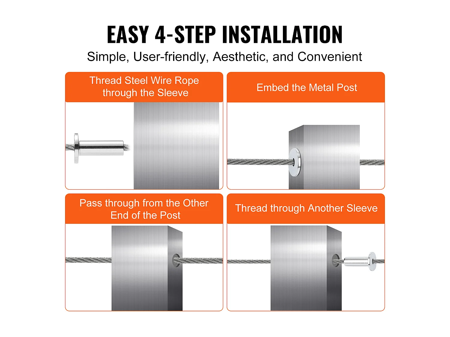 Korpus Garde SucceBuy 121 Tulei Ochronnych ze Stali Nierdzewnej T316 do Lin Stalowych 3,2 mm