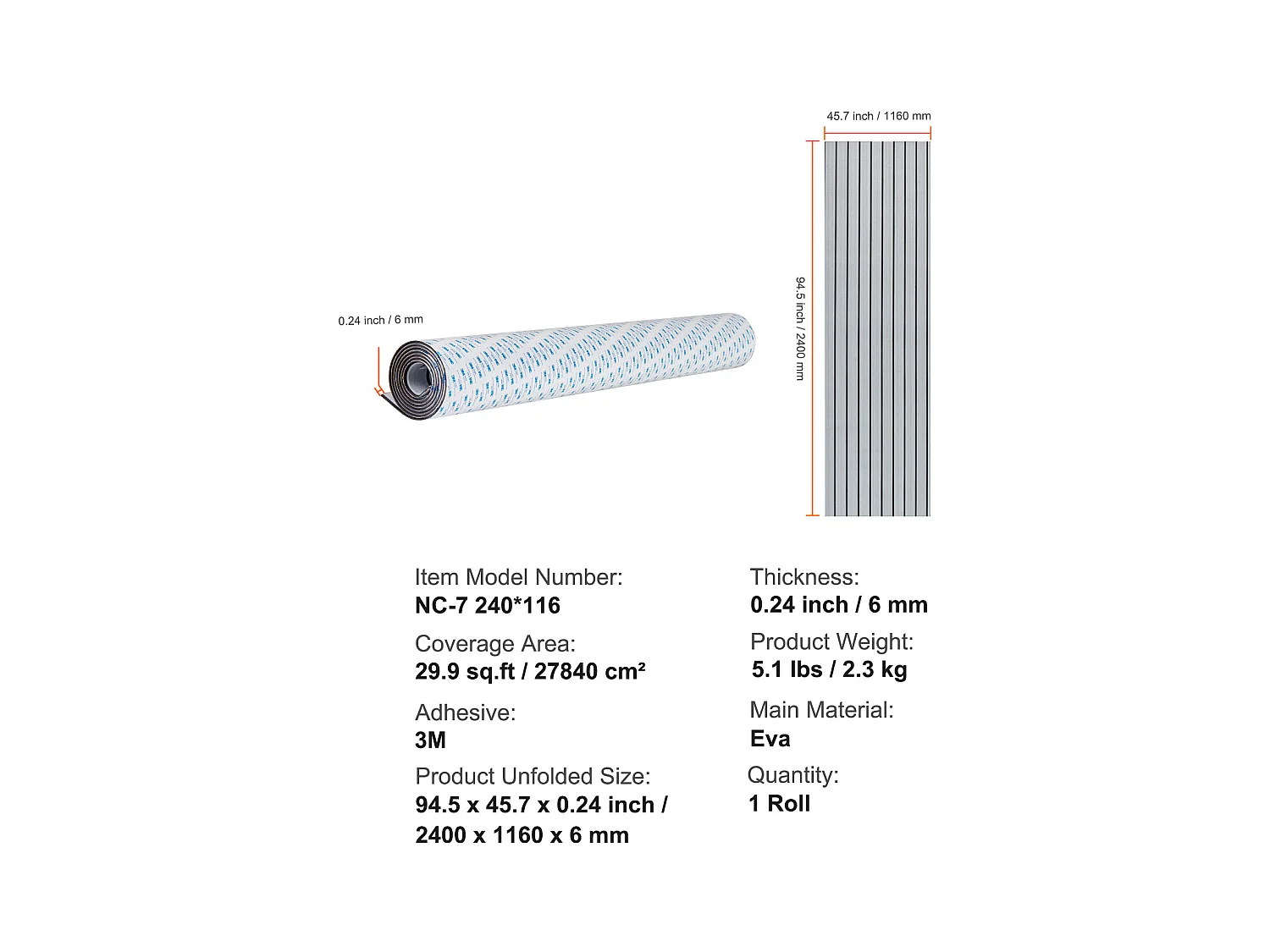 Revêtement de Sol SucceBuy Revêtement de Sol Auto-Adhésif en Mousse EVA 240cm x 116cm pour Bateaux