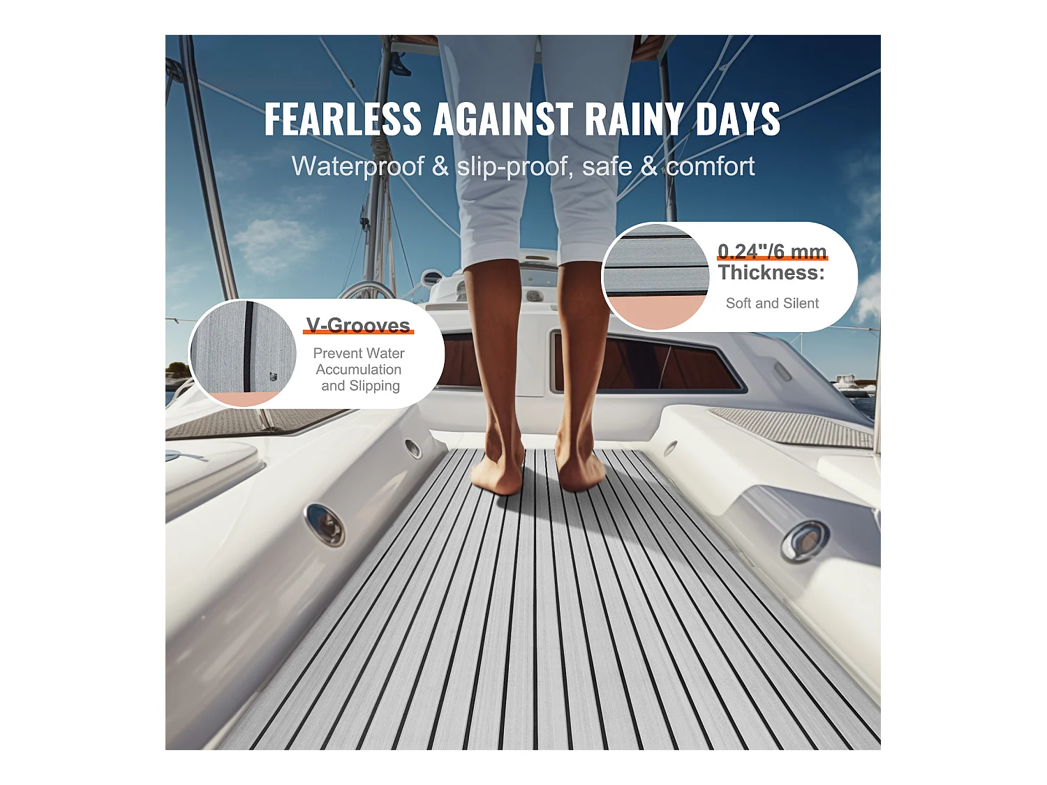 Revêtement de Sol SucceBuy Revêtement de Sol Auto-Adhésif en Mousse EVA 240cm x 116cm pour Bateaux