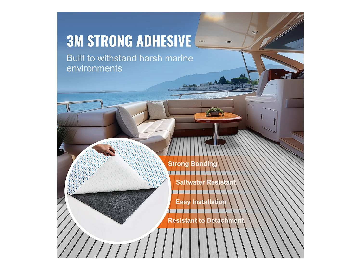 Revêtement de Sol SucceBuy Revêtement de Sol Auto-Adhésif en Mousse EVA 240cm x 116cm pour Bateaux