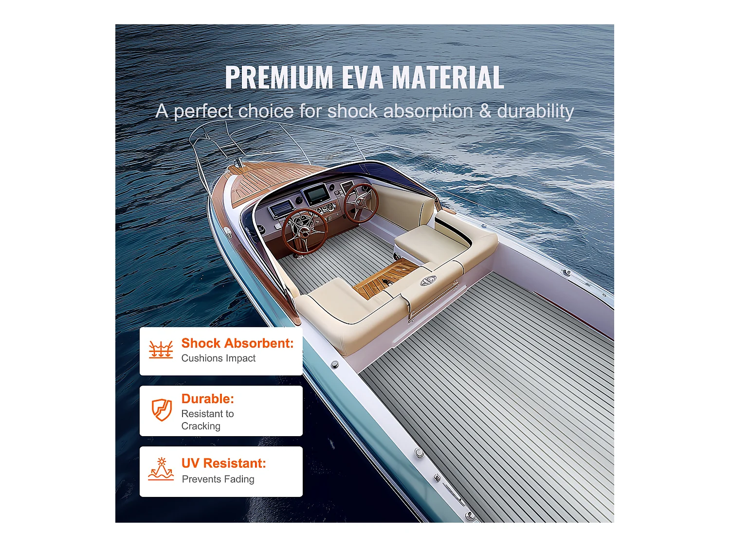 Revêtement de Sol SucceBuy Revêtement de Sol Auto-Adhésif en Mousse EVA 240cm x 116cm pour Bateaux