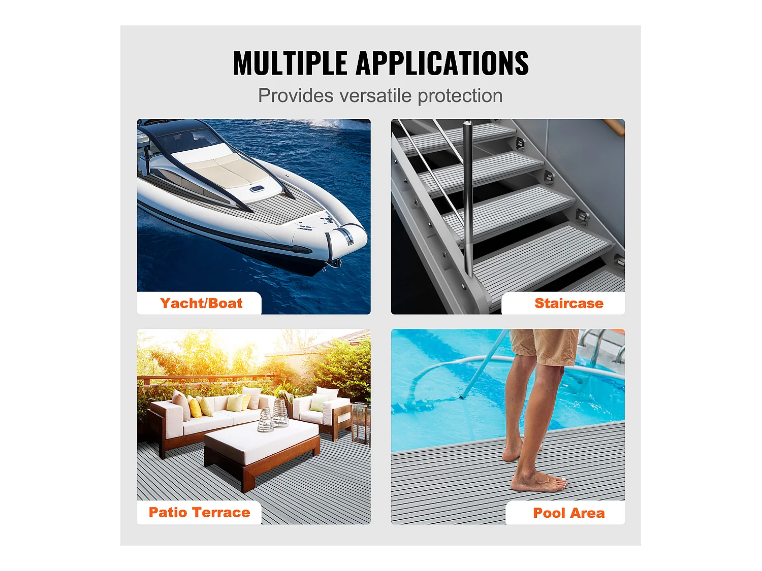 Revêtement de Sol SucceBuy Revêtement de Sol Auto-Adhésif en Mousse EVA 240cm x 116cm pour Bateaux