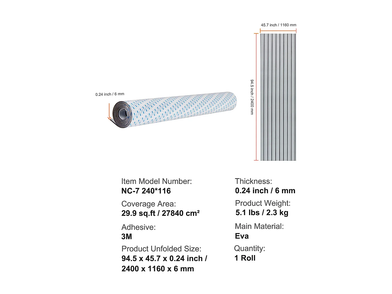 Revêtement de Sol SucceBuy Revêtement de Sol Auto-Adhésif en Mousse EVA 240cm x 116cm pour Bateaux