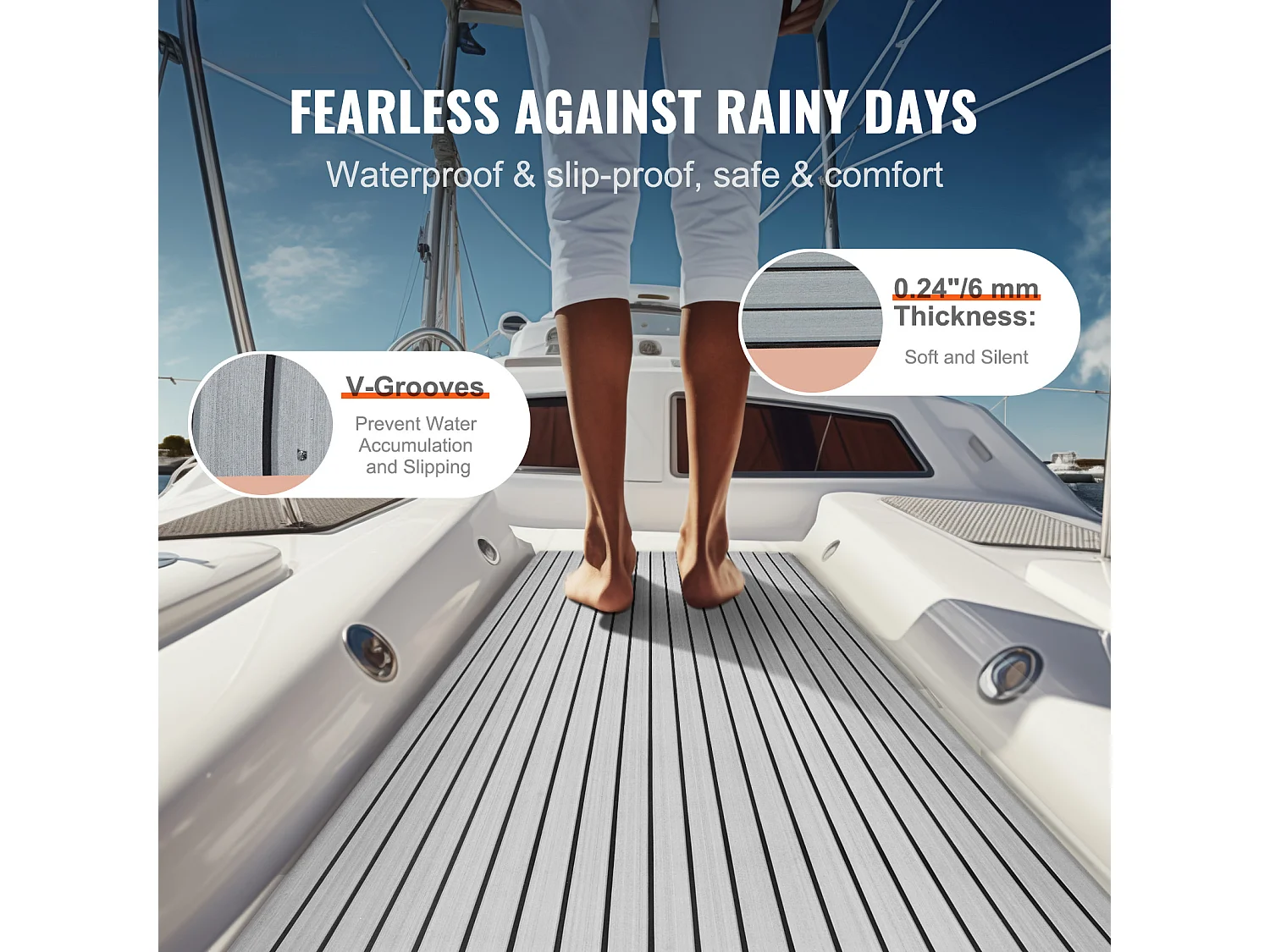 Revêtement de Sol SucceBuy Revêtement de Sol Auto-Adhésif en Mousse EVA 240cm x 116cm pour Bateaux