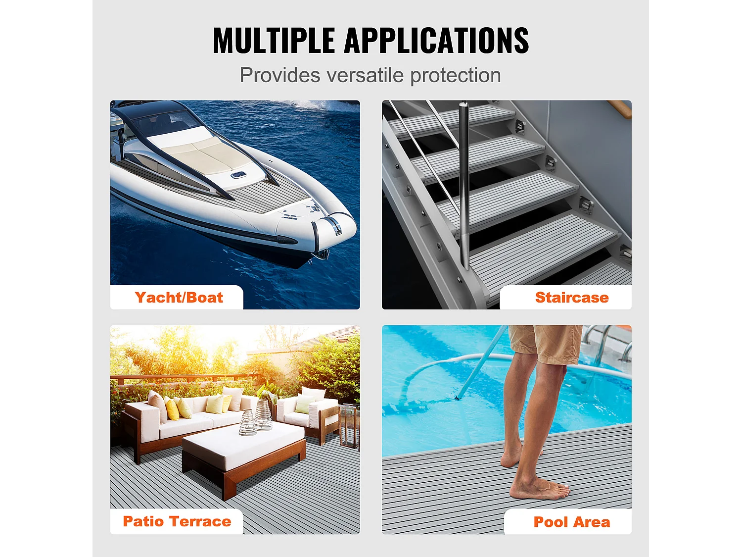 Revêtement de Sol SucceBuy Revêtement de Sol Auto-Adhésif en Mousse EVA 240cm x 116cm pour Bateaux