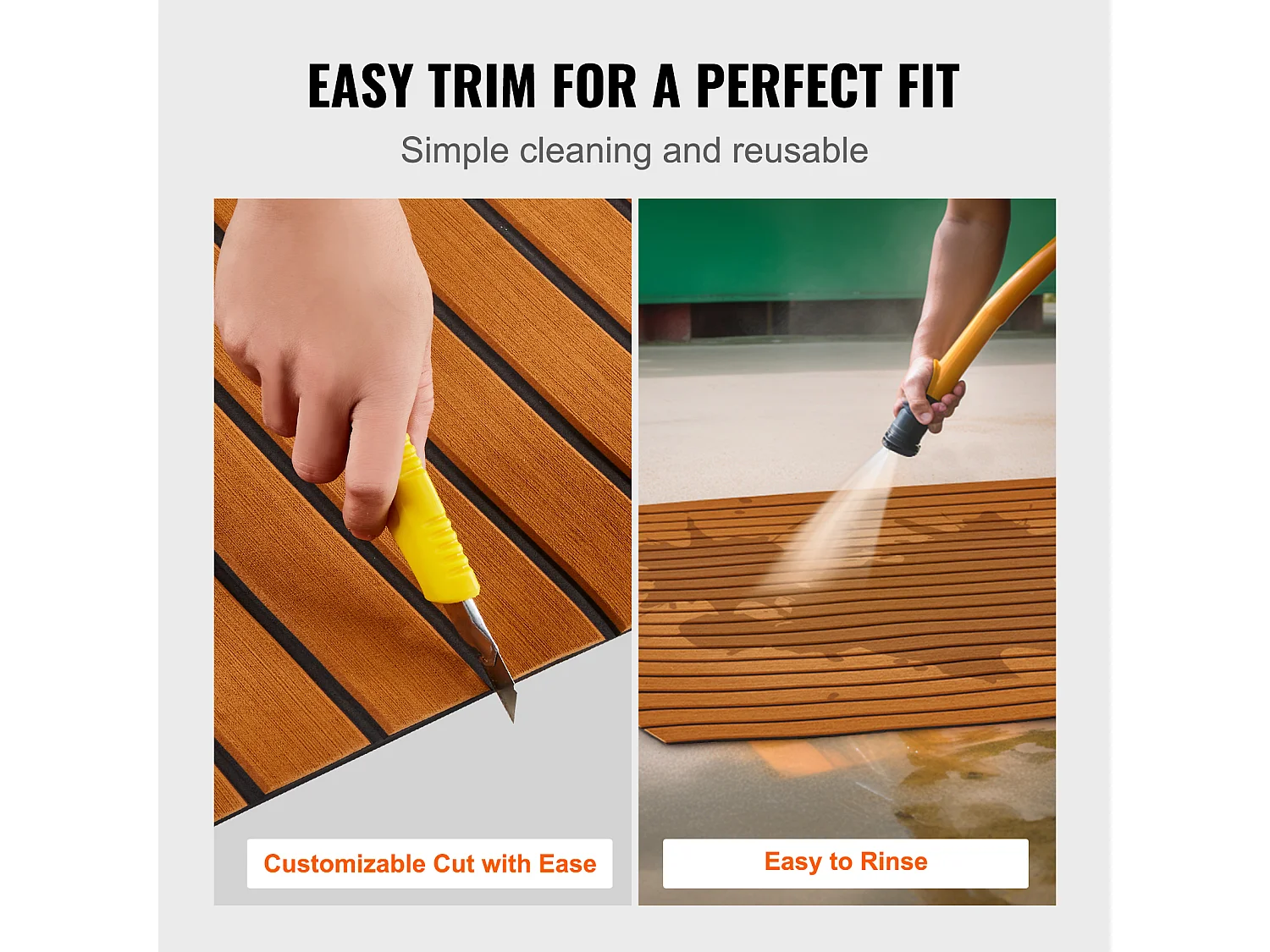 Revêtement de Sol SucceBuy pour Bateau en Mousse EVA pour Terrasse de Bateau 240cm x 90cm Revêtement de Sol Autocollant