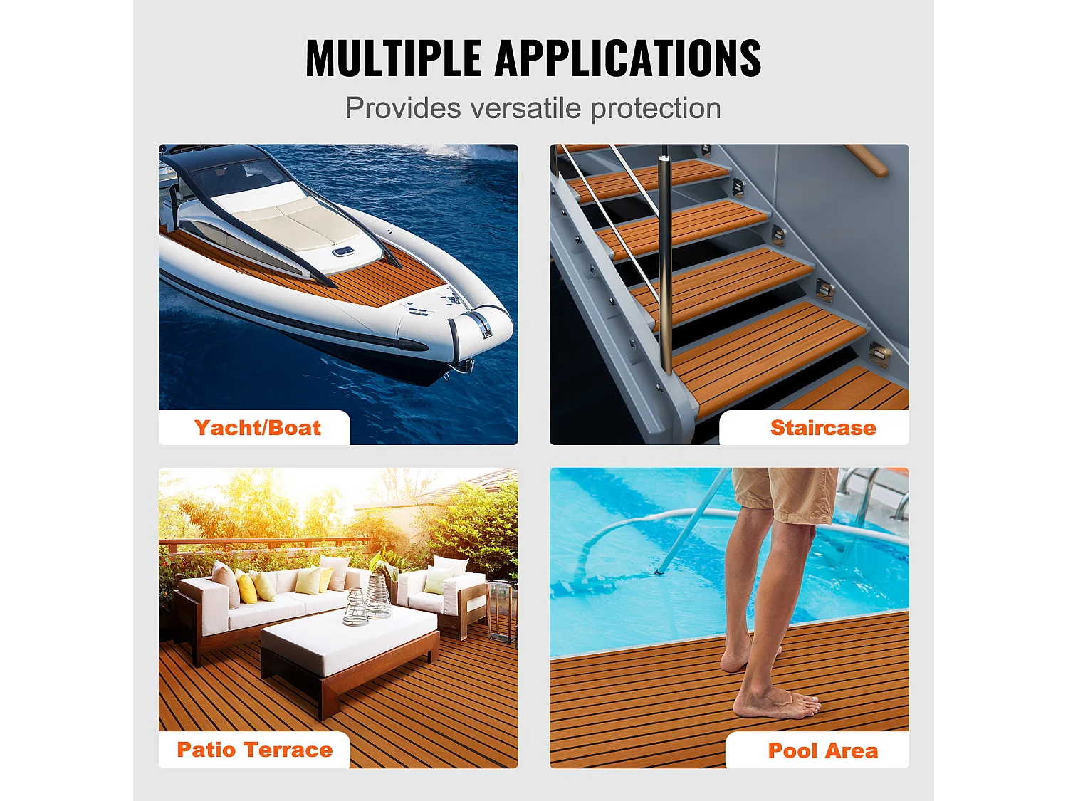 Revêtement de Sol SucceBuy pour Bateau en Mousse EVA pour Terrasse de Bateau 240cm x 90cm Revêtement de Sol Autocollant