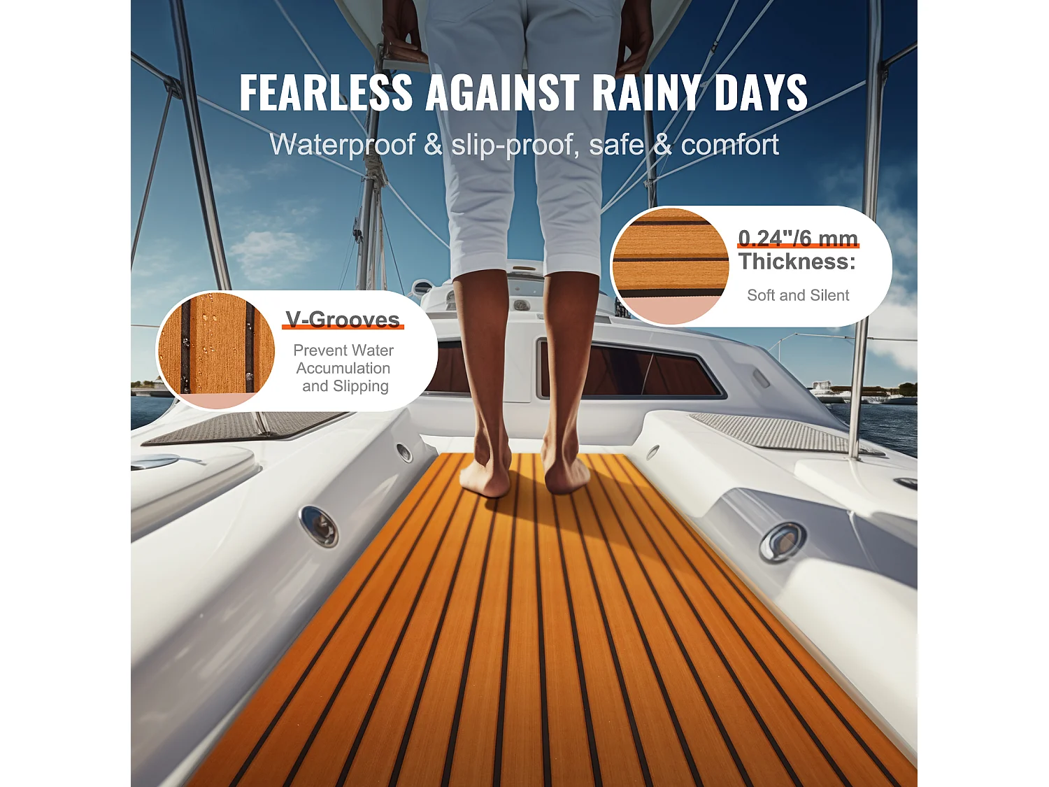 Revêtement de Sol SucceBuy pour Bateau en Mousse EVA pour Terrasse de Bateau 240cm x 90cm Revêtement de Sol Autocollant