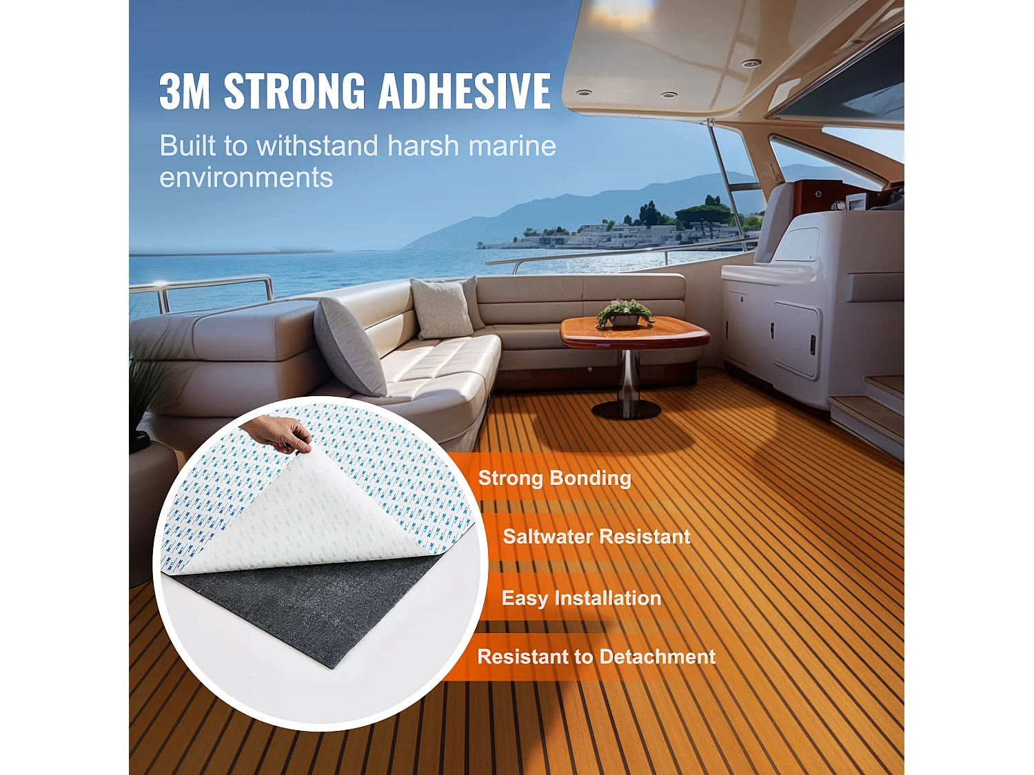 Revêtement de Sol SucceBuy pour Bateau en Mousse EVA pour Terrasse de Bateau 240cm x 90cm Revêtement de Sol Autocollant