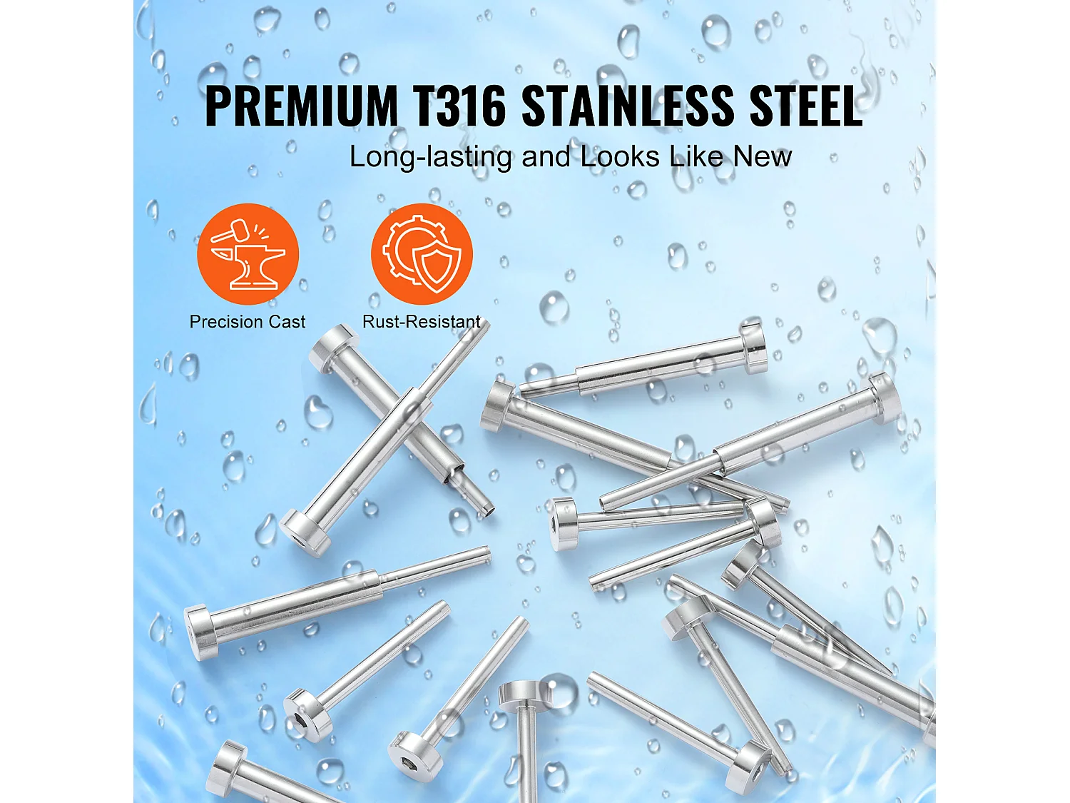 Leitplanken SucceBuy Unsichtbares Kabelgeländer-Set, 20 Stück, 3,2 mm T316 Edelstahl-Endkappen