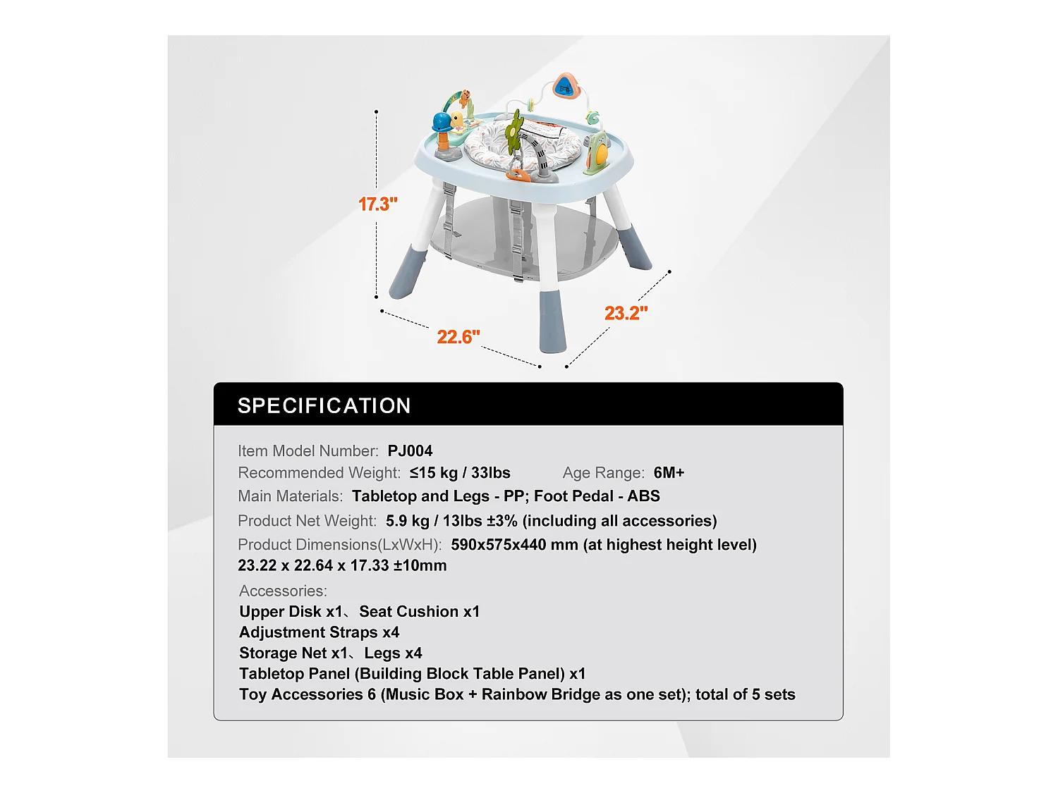 Centro de Actividades para Bebés, SucceBuy Centro de Actividades para Bebés, Asiento Giratorio 360°, para 6 Meses y Más, Plástico, Multicolor
