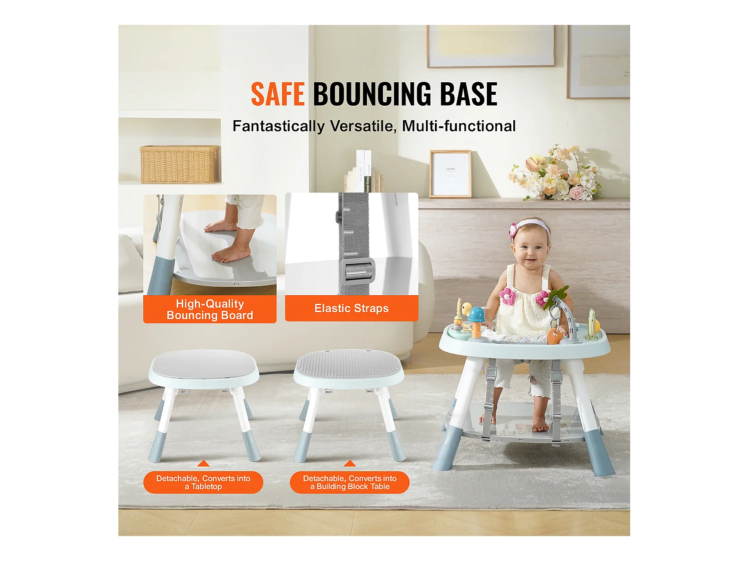 Centro de Actividades para Bebés, SucceBuy Centro de Actividades para Bebés, Asiento Giratorio 360°, para 6 Meses y Más, Plástico, Multicolor