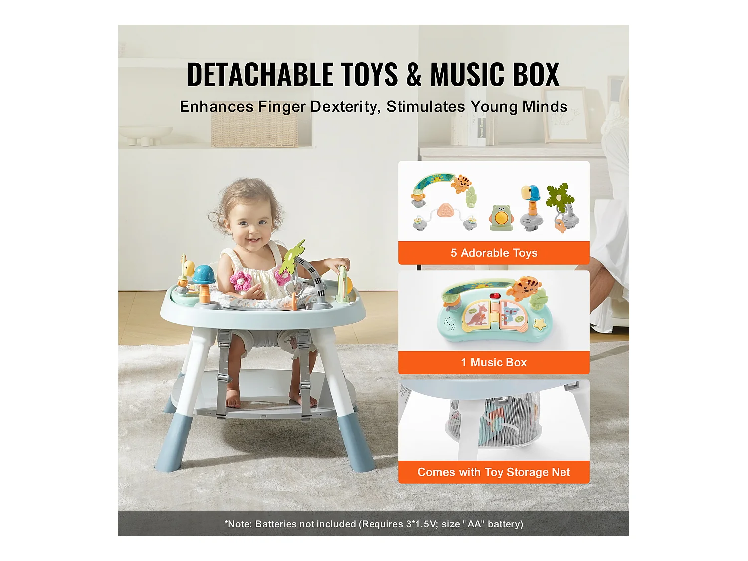 Centro de Actividades para Bebés, SucceBuy Centro de Actividades para Bebés, Asiento Giratorio 360°, para 6 Meses y Más, Plástico, Multicolor