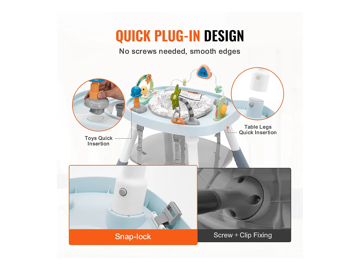 Centro de Actividades para Bebés, SucceBuy Centro de Actividades para Bebés, Asiento Giratorio 360°, para 6 Meses y Más, Plástico, Multicolor