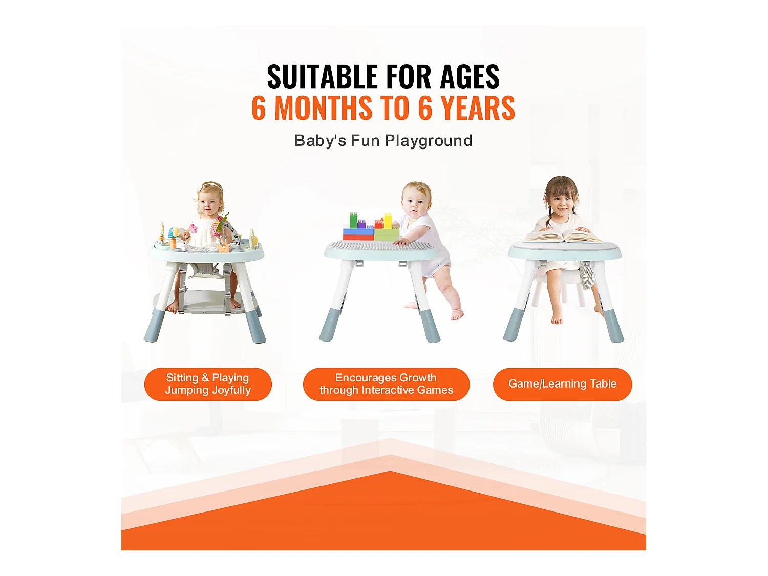 Centro de Actividades para Bebés, SucceBuy Centro de Actividades para Bebés, Asiento Giratorio 360°, para 6 Meses y Más, Plástico, Multicolor