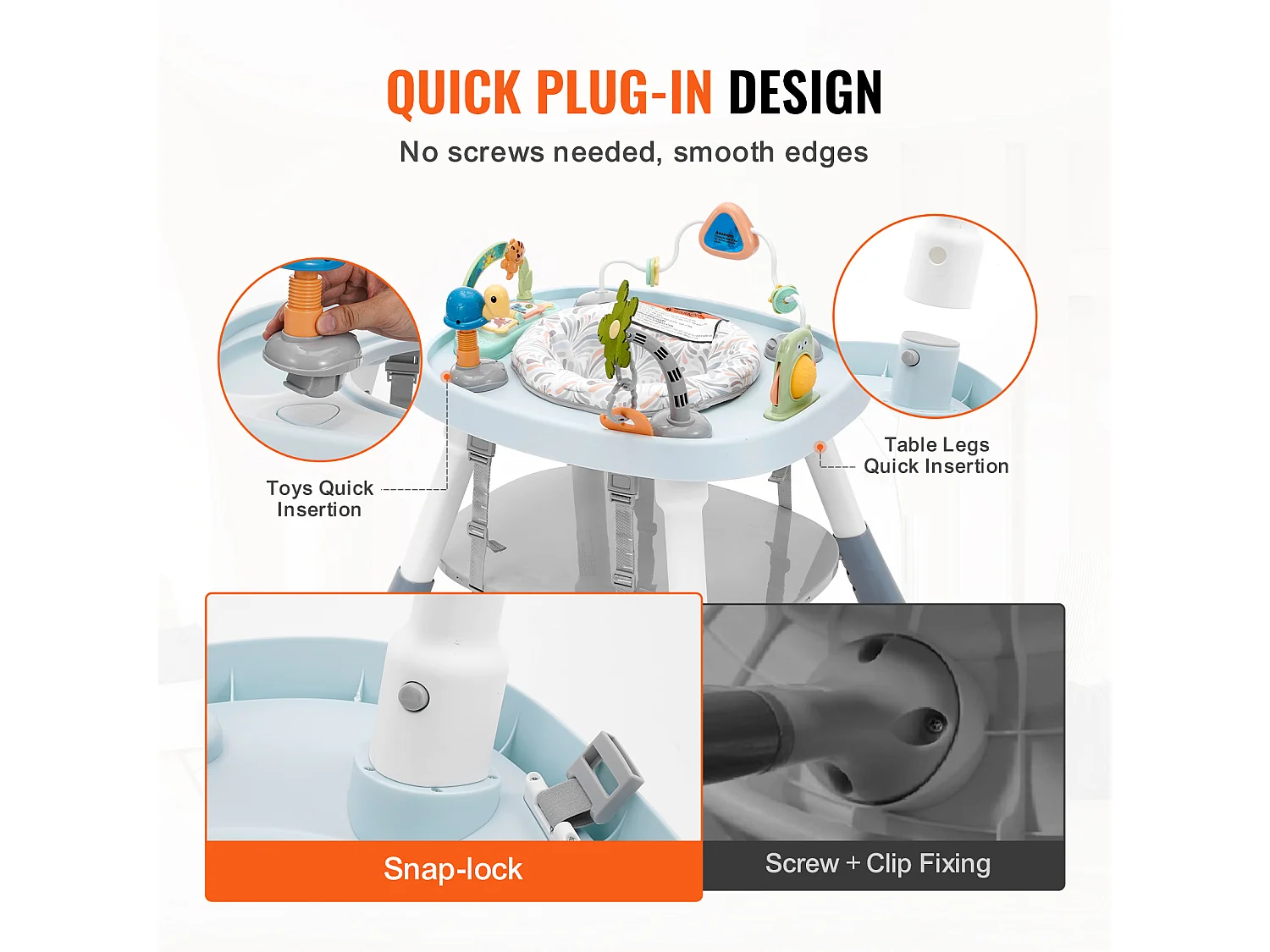 Baby-Aktivitätszentrum, SucceBuy Baby-Aktivitätszentrum, 360° Drehbarer Sitz, ab 6 Monaten, Kunststoff, Mehrfarbig