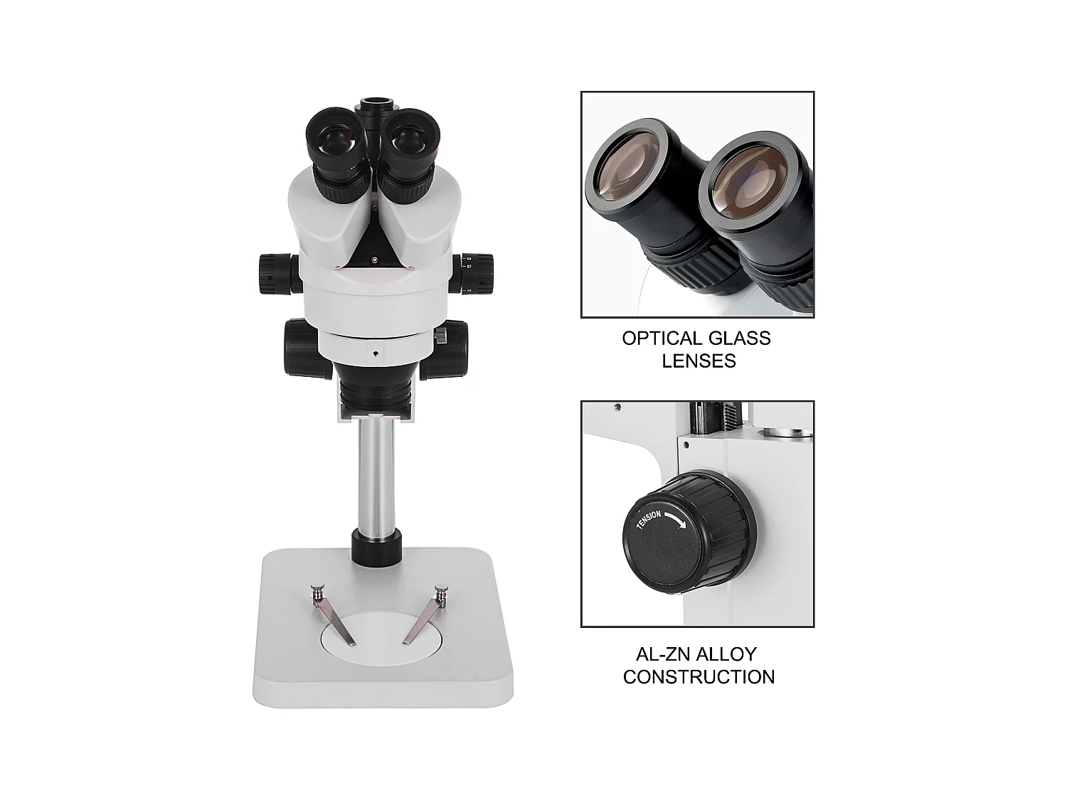 Microscopio Estéreo Trinocular SucceBuy 3,5X-90X | Soporte sobre Columna | Uso en Laboratorio | 110 V