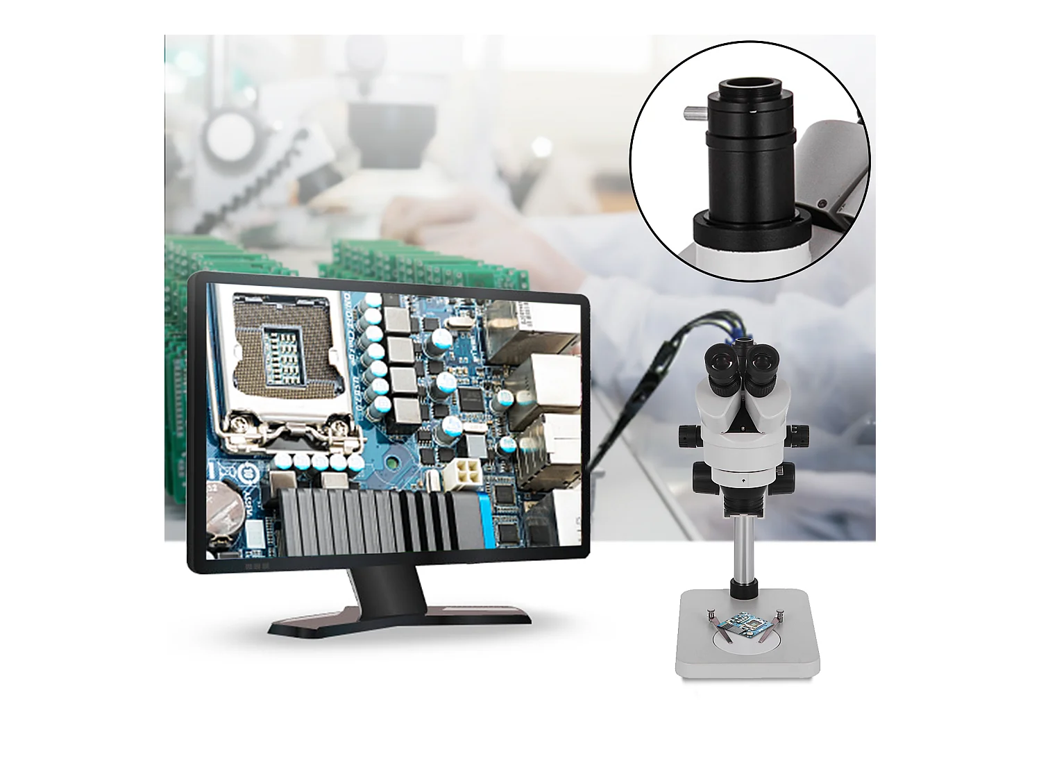 Microscopio Estéreo Trinocular SucceBuy 3,5X-90X | Soporte sobre Columna | Uso en Laboratorio | 110 V