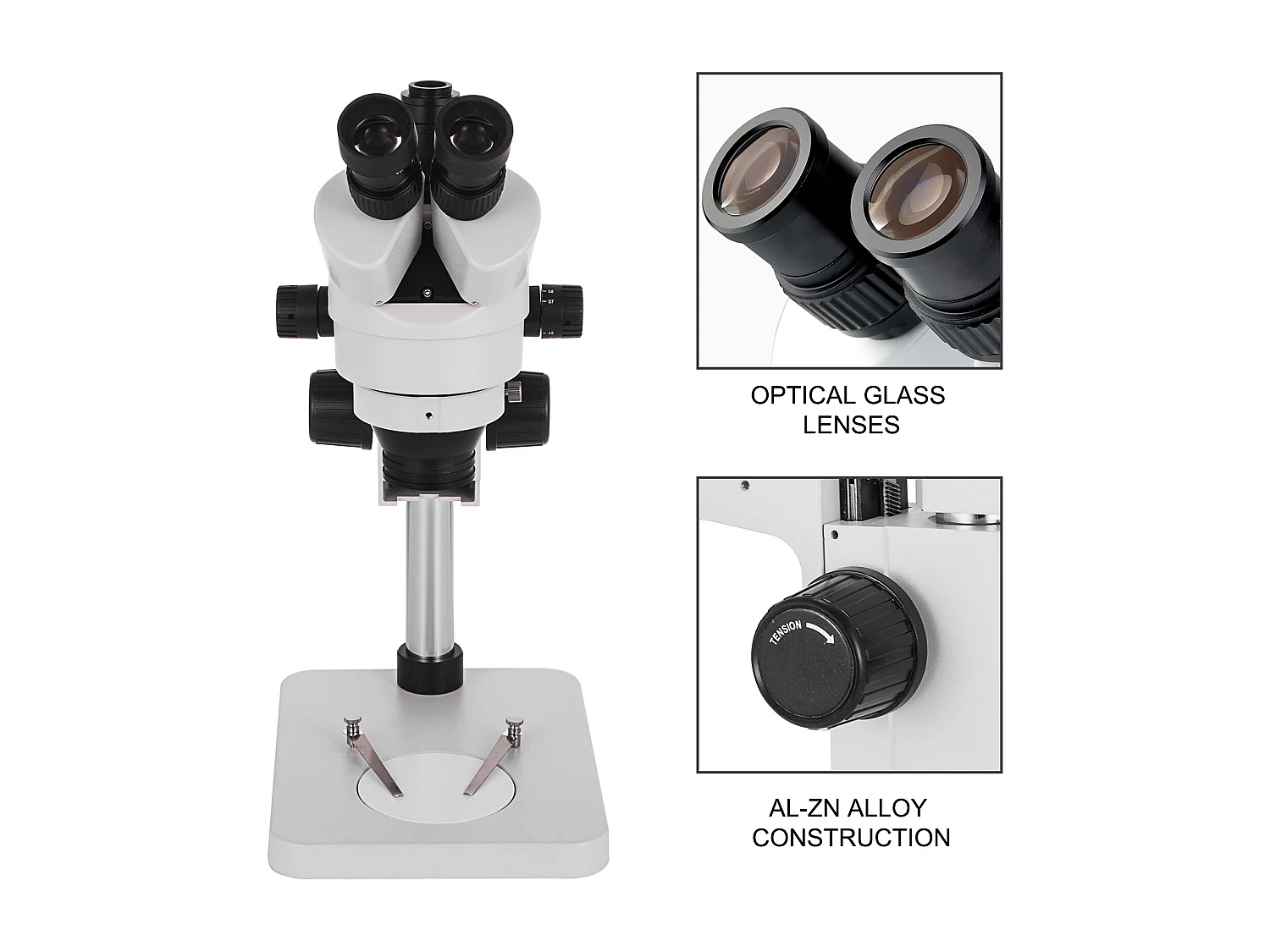 Microscopio Estéreo Trinocular SucceBuy 3,5X-90X | Soporte sobre Columna | Uso en Laboratorio | 110 V