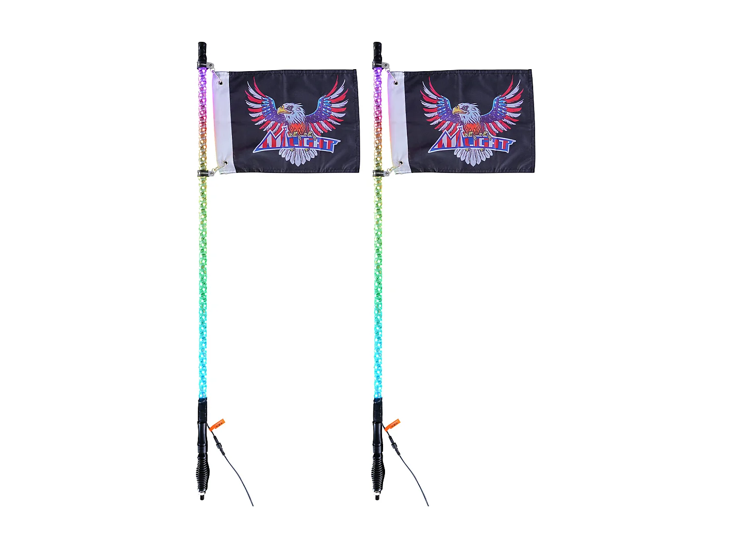 Fouet Lumineux LED SucceBuy Lot de 2 Lampes LED de 92 cm Avec Base à Ressort, Antenne en Spirale RVB