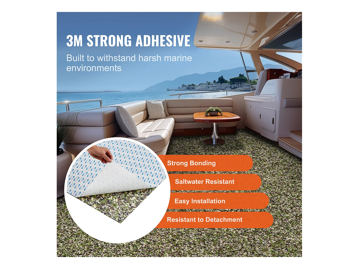 Revêtement de Sol en Mousse EVA SucceBuy pour Bateau, 240cm x 59.94cm, Pont Auto-Adhésif