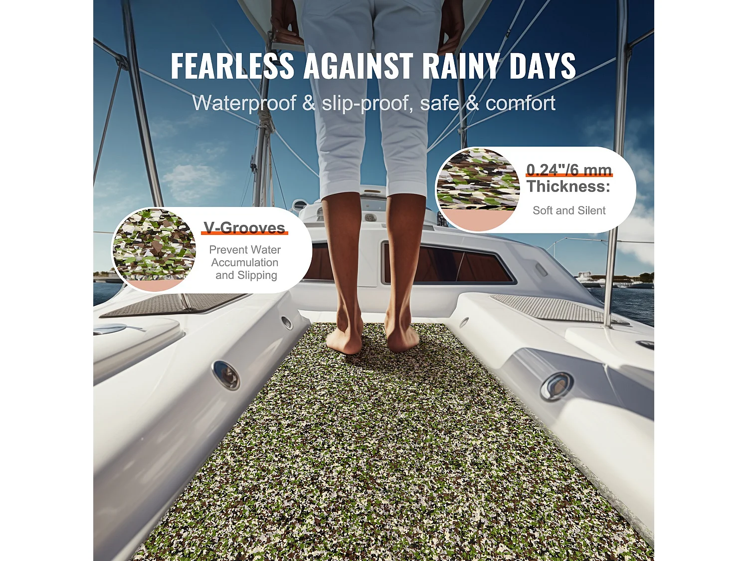 Revêtement de Sol en Mousse EVA SucceBuy pour Bateau, 240cm x 59.94cm, Pont Auto-Adhésif