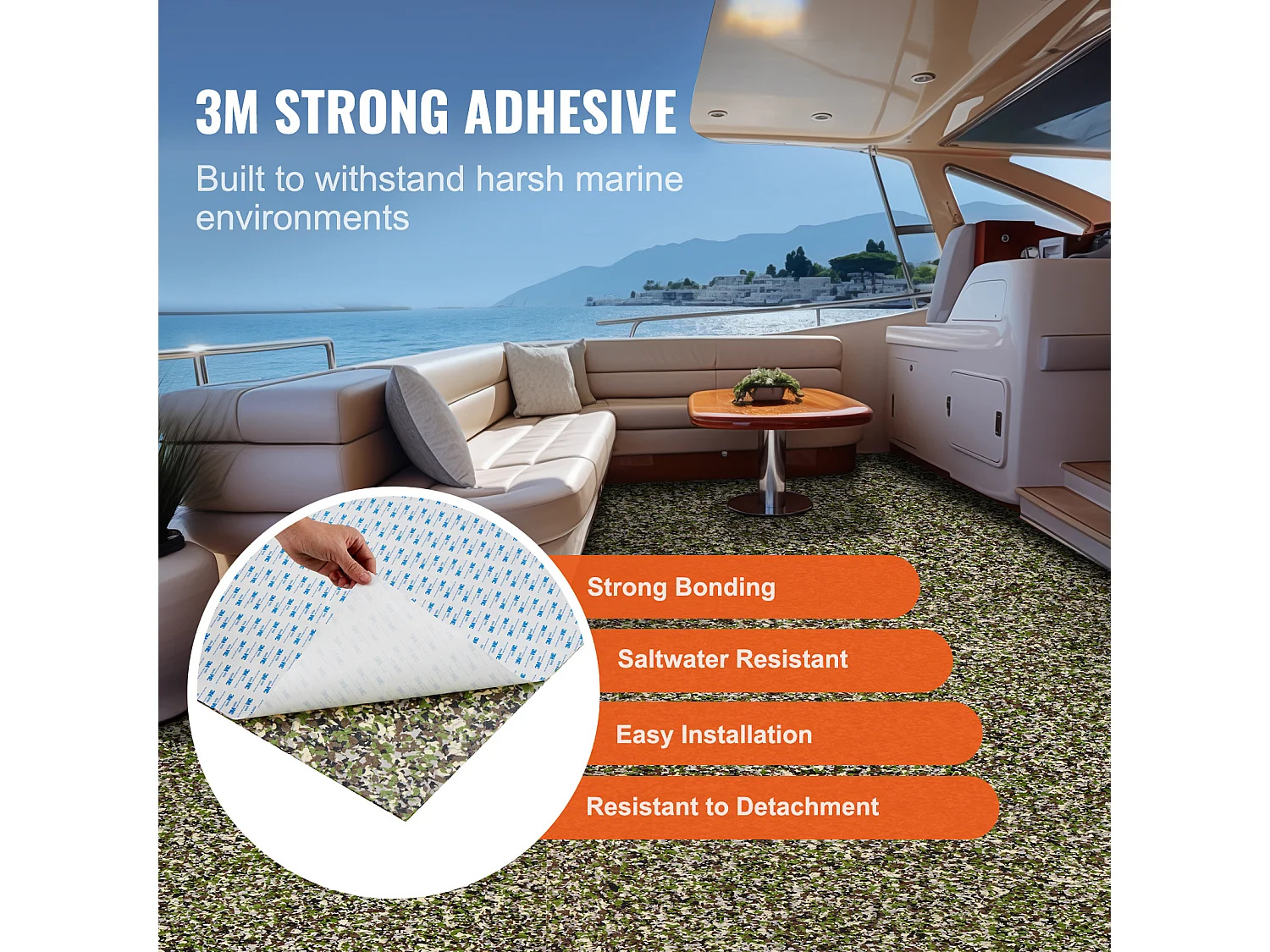 Revêtement de Sol en Mousse EVA SucceBuy pour Bateau, 240cm x 59.94cm, Pont Auto-Adhésif