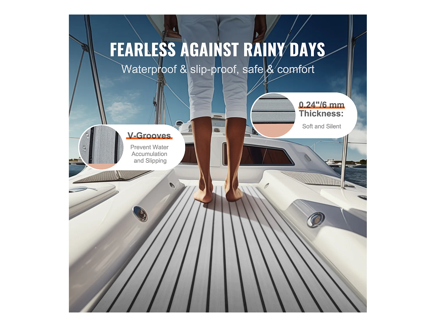 Revêtement de Sol en Mousse EVA SucceBuy pour Bateau, 240cm x 90cm Antidérapant, Tapis Marin pour Bateaux, Yachts, Pontons