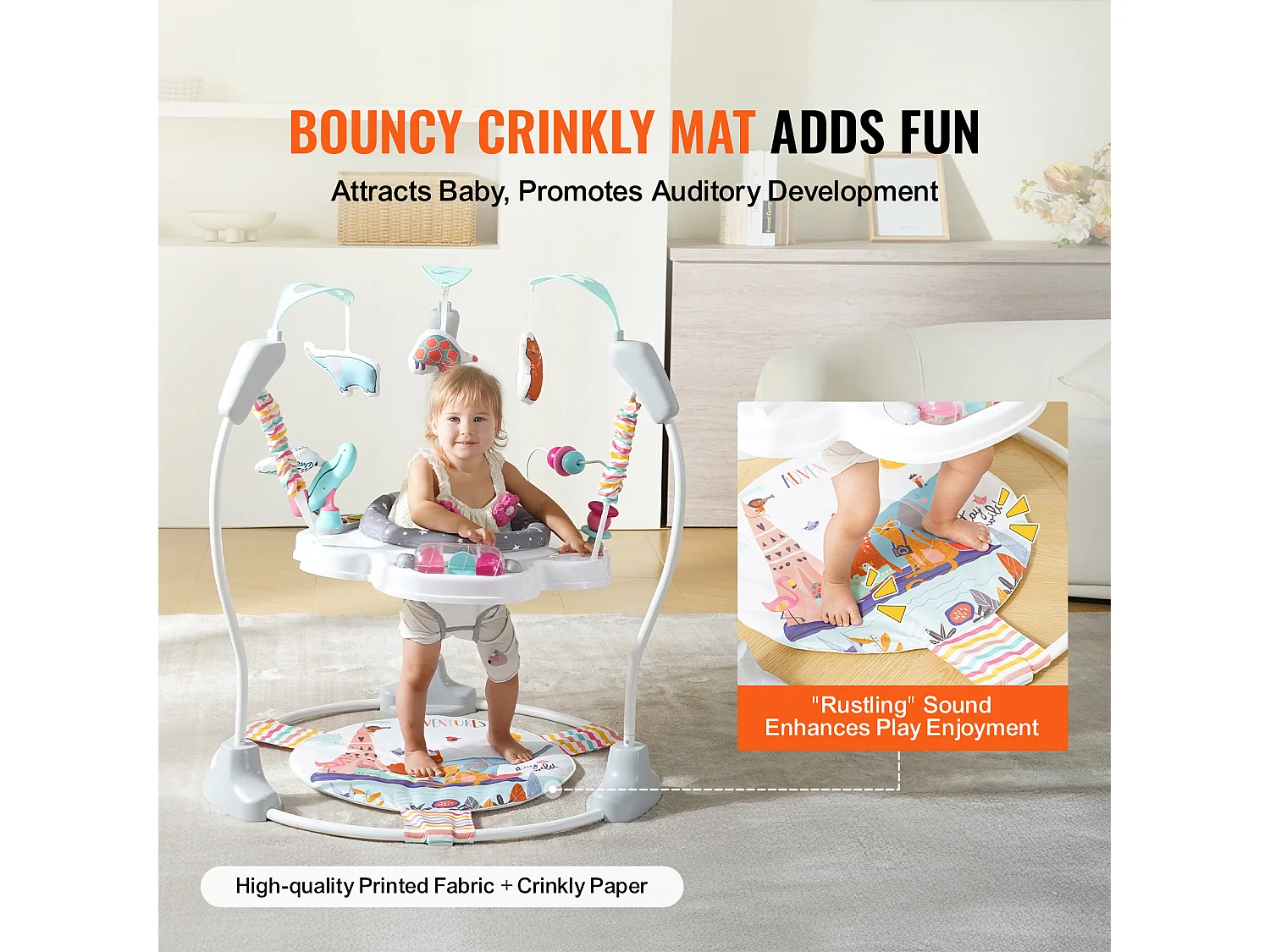 Centro de Actividades para Bebés, SucceBuy Centro de Actividades para Bebés Baby Bouncer, un Baby Jumper Jumperoo con Juguetes, Música y Luces