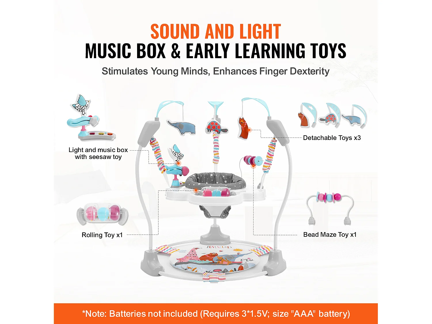 Centro de Actividades para Bebés, SucceBuy Centro de Actividades para Bebés Baby Bouncer, un Baby Jumper Jumperoo con Juguetes, Música y Luces