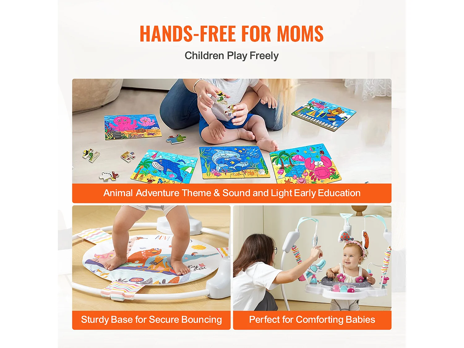 Centro de Actividades para Bebés, SucceBuy Centro de Actividades para Bebés Baby Bouncer, un Baby Jumper Jumperoo con Juguetes, Música y Luces
