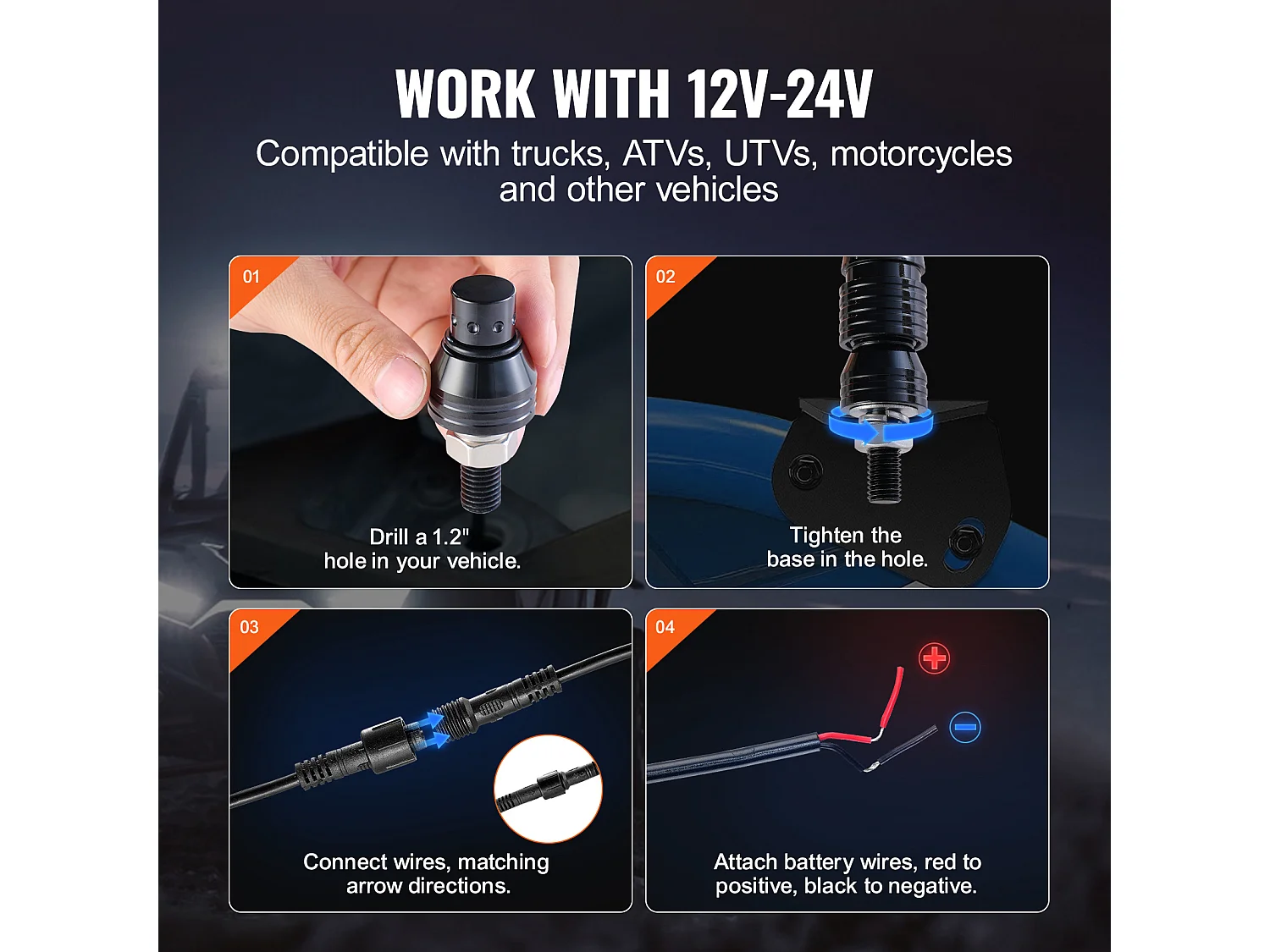 Fouet Lumineux LED SucceBuy 1PC 153 cm LED Whip Light, Antenne Spirale RVB Avec Application à Distance pour ATV UTV RZR