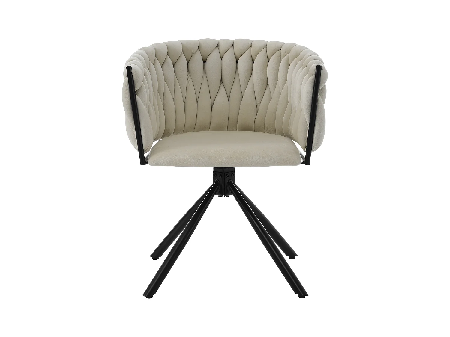 Chaise de salle à manger en velours, 4 pièces, fauteuil pivotant, design élégant, cadre en métal, beige (L 62 x l 60 x H 57 cm)