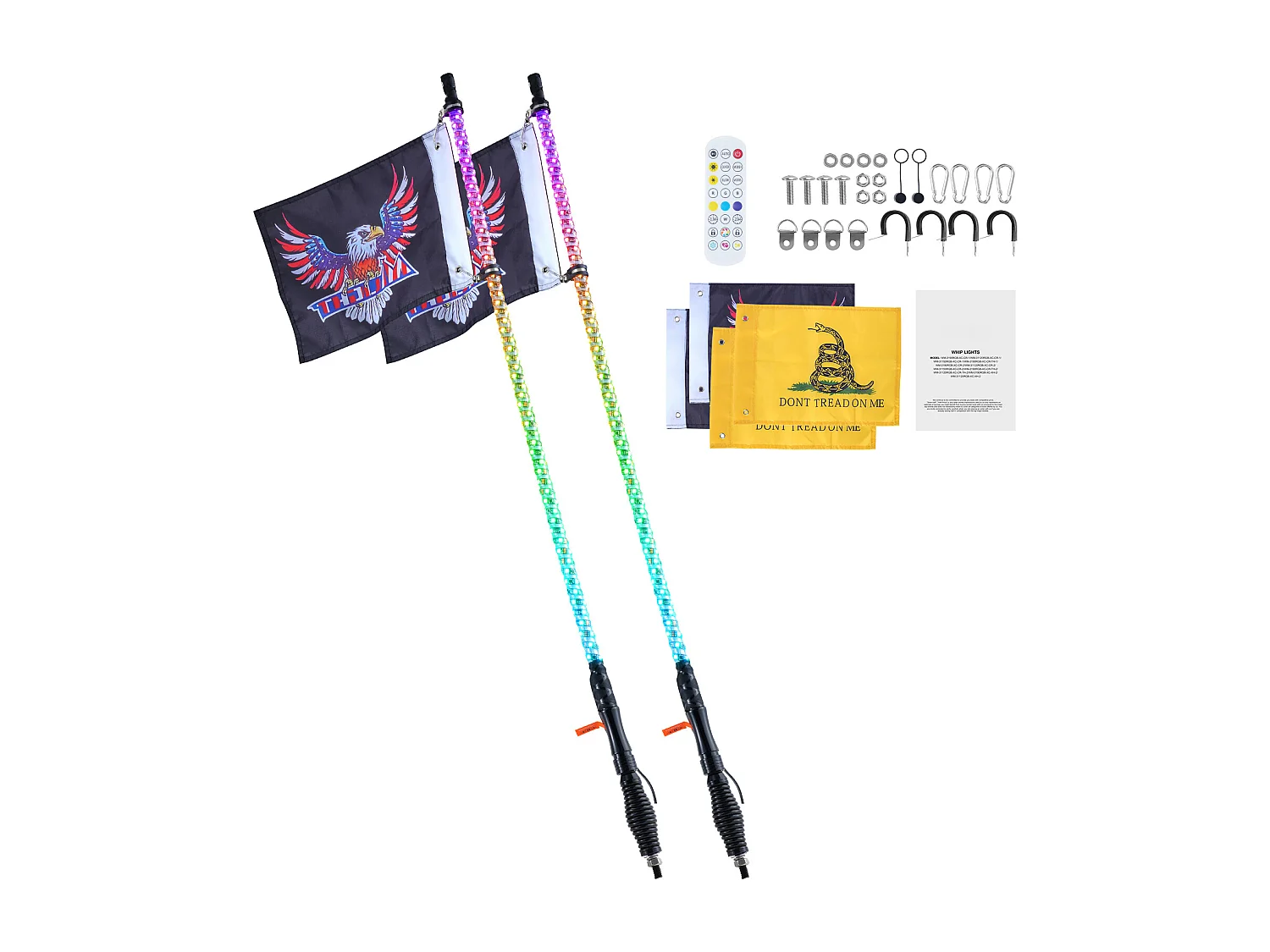 Fouet Lumineux LED SucceBuy LED Whip Light Spring Base 2PCS 122 cm RGB Spiral Antenne Lumière