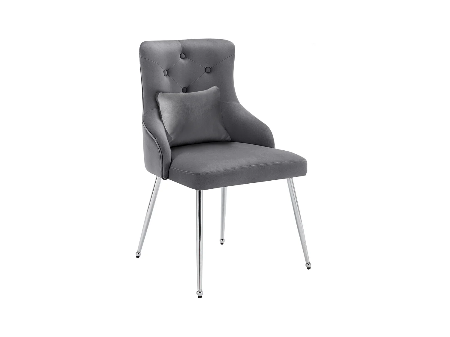 Eetkamerstoel met geknoopt patroon, gestoffeerde fauteuil, metalen poten, modern, fluweel, grijs (lengte x breedte x hoogte cm)
