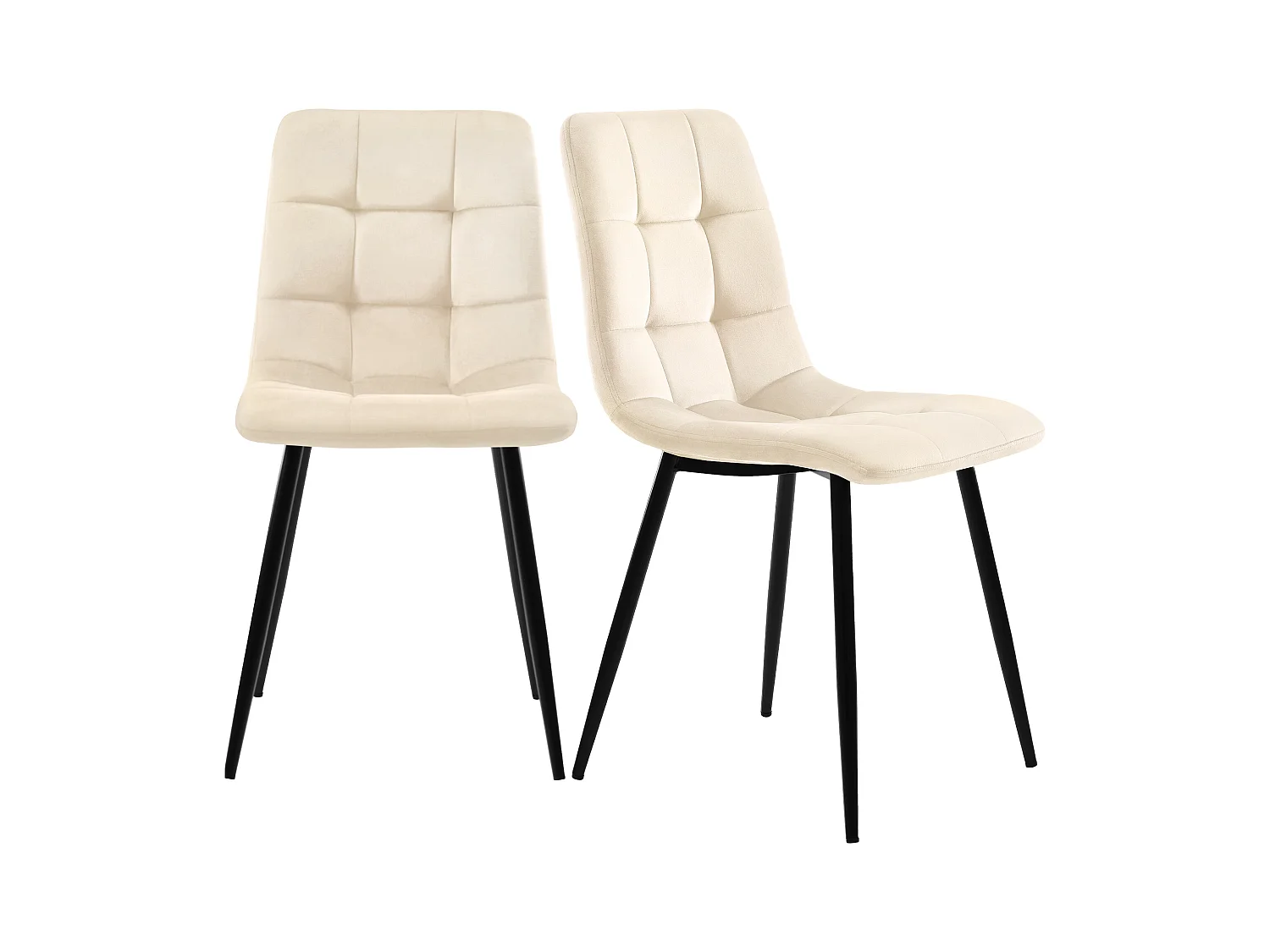 Set di 4 sedie da pranzo in velluto, design moderno, gambe in metallo, beige (44x41x86 cm)