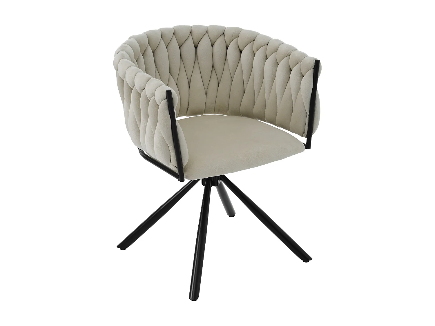 Chaise de salle à manger en velours, 2 pièces, fauteuil pivotant, design moderne, métal, beige (L 62 x l 60 x H 57 cm)