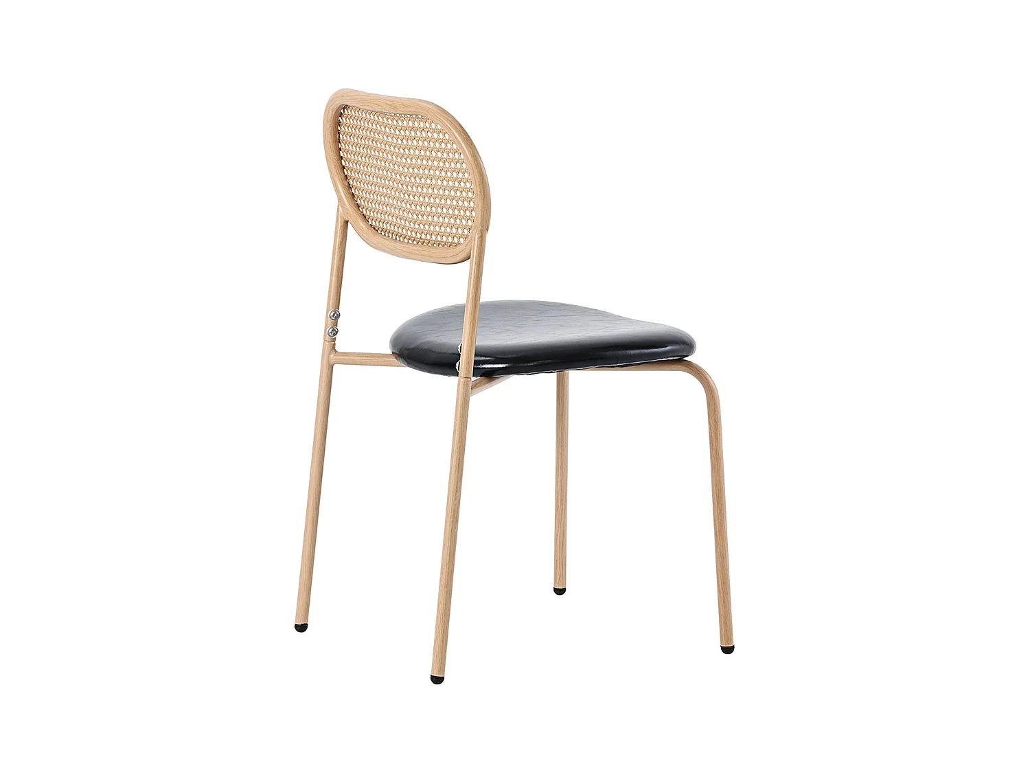 Set de 4 chaises de salle à manger, style moderne, fauteuil en osier avec cadre en métal, PU, noir et marron (Dimensions spécifiques à consulter)