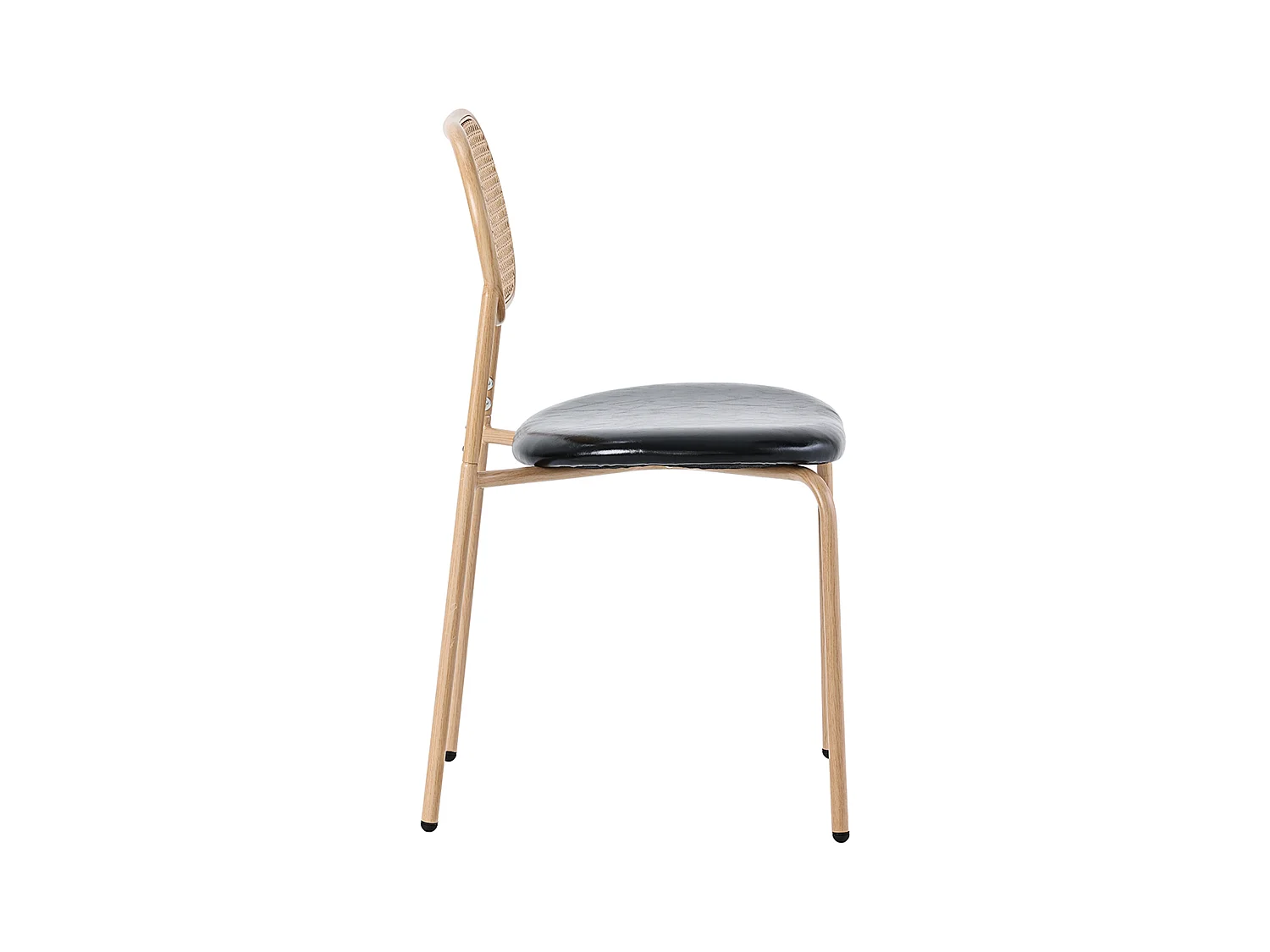 Set de 4 chaises de salle à manger, style moderne, fauteuil en osier avec cadre en métal, PU, noir et marron (Dimensions spécifiques à consulter)