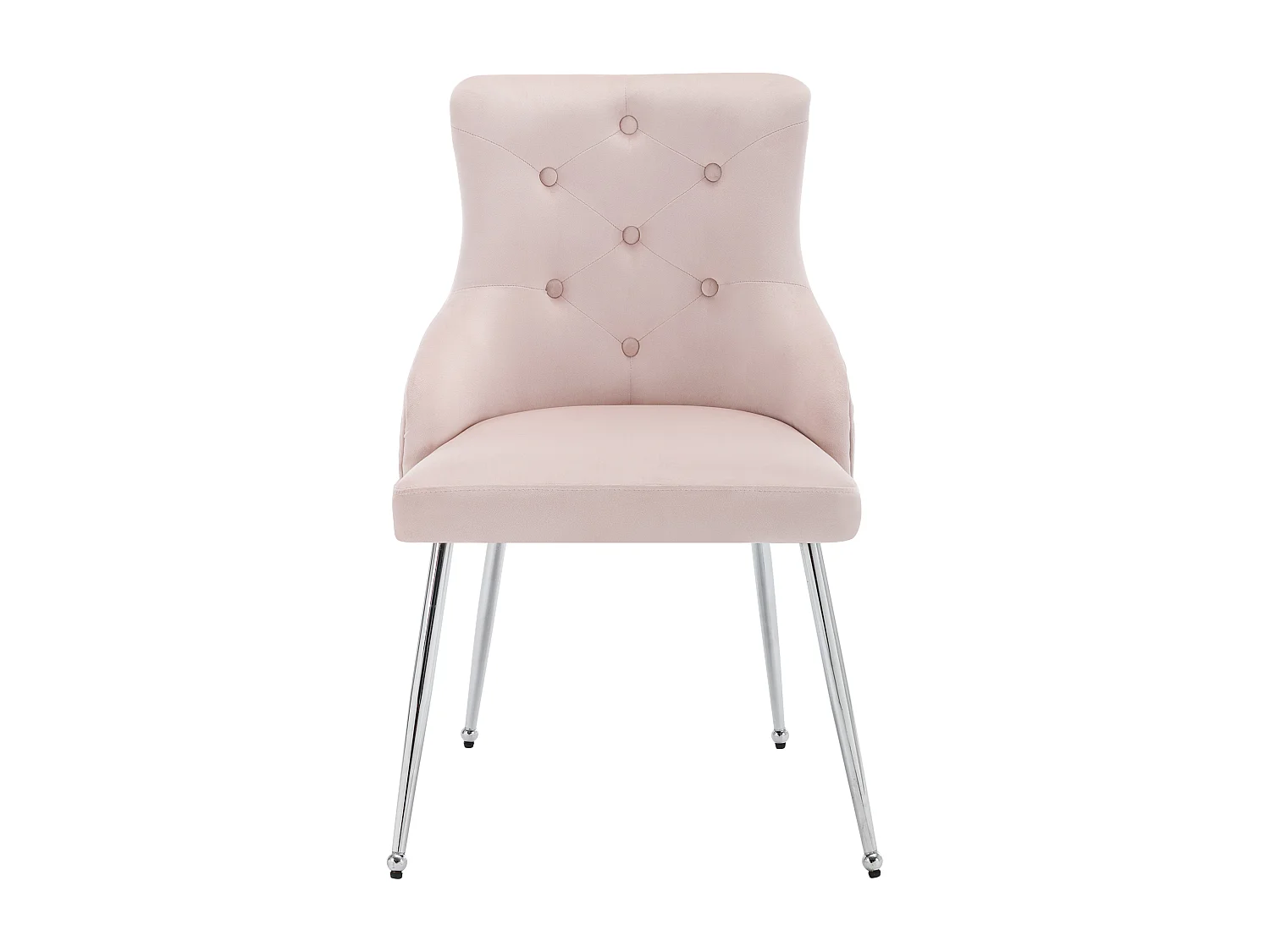 Set de 2 chaises de salle à manger avec motif capitonné, fauteuil rembourré, pieds métalliques, moderne, velours, rose (longueur x largeur x hauteur cm)