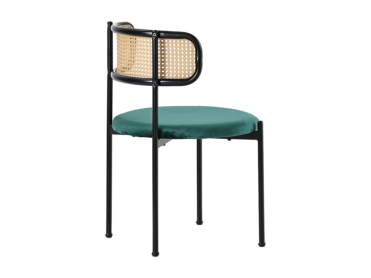 Set de 4 chaises de salle à manger en velours, avec accoudoirs et pieds en métal, design moderne, vert (longueur x largeur x hauteur cm)