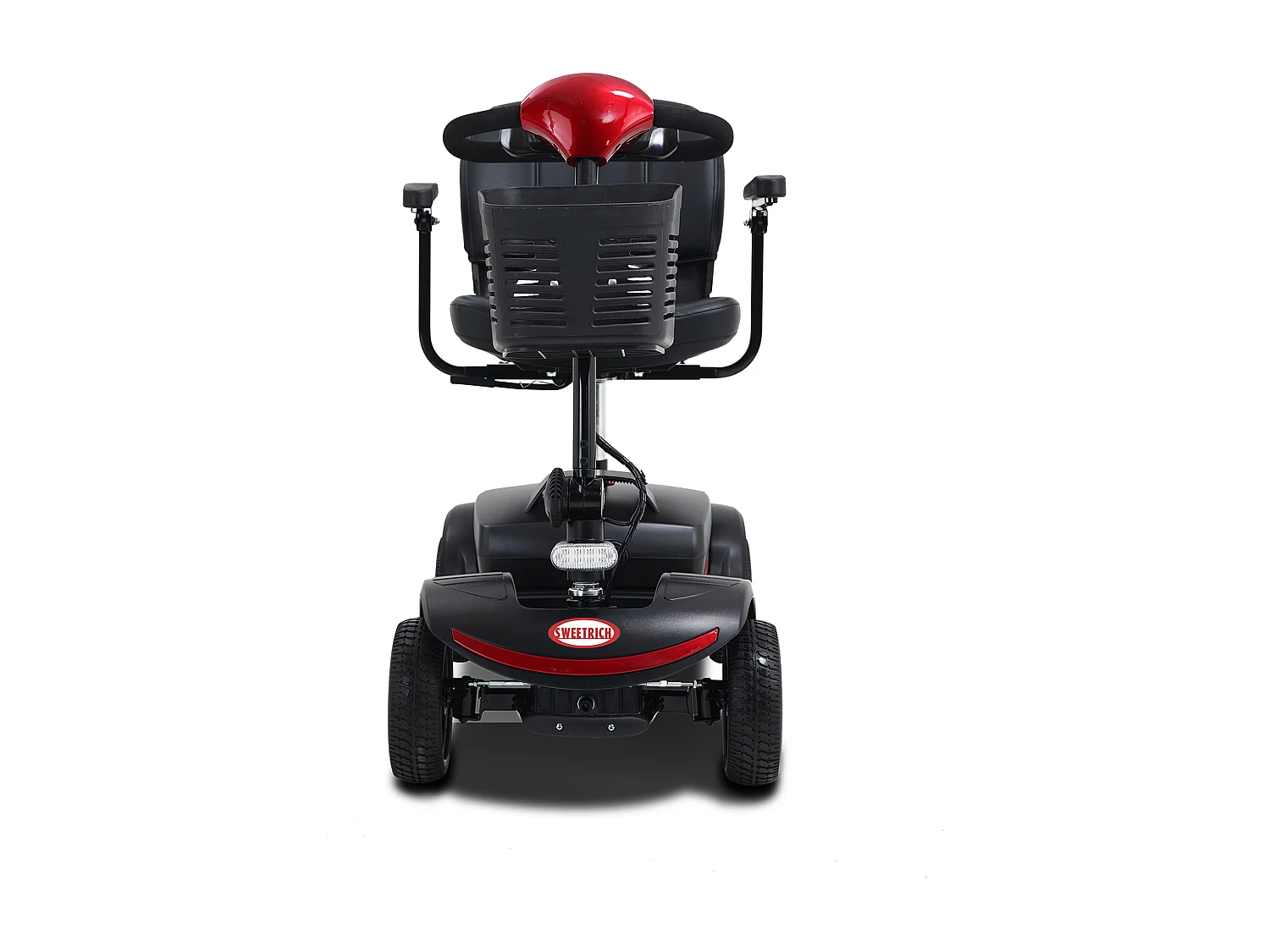 Scooter de mobilité électrique 300W, compact 4 roues, métal, rouge (103x53x44.5 cm)