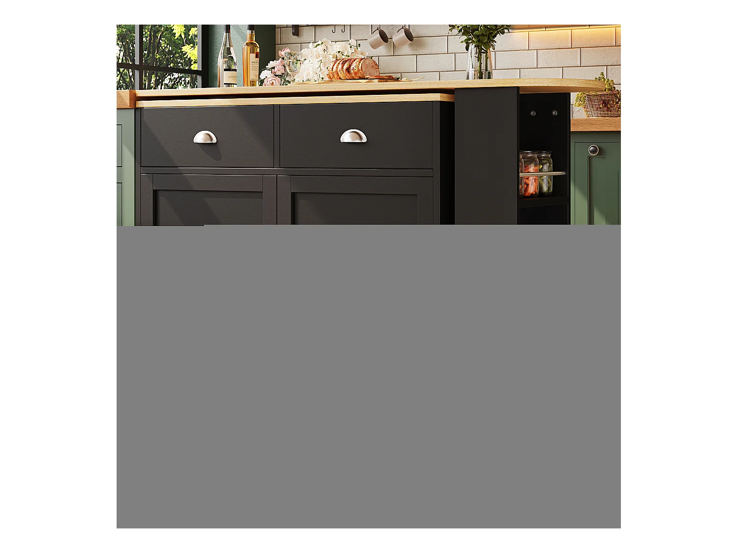 Table de bar rotative 360° avec rangement multifonction, MDF, noir (138x39x105 cm)