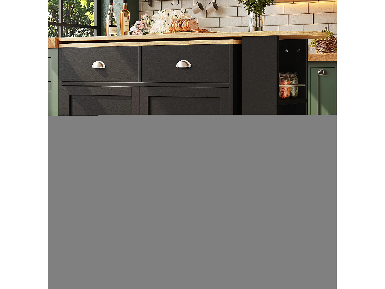 Table de bar rotative 360° avec rangement multifonction, MDF, noir (138x39x105 cm)