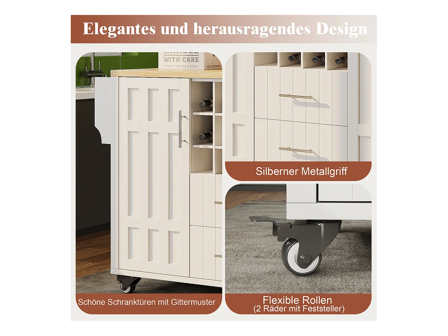 Cuisine mobile avec rangement, îlot MDF bois, roulettes, porte en verre, porte-serviette, noir (139x40x94.5 cm)