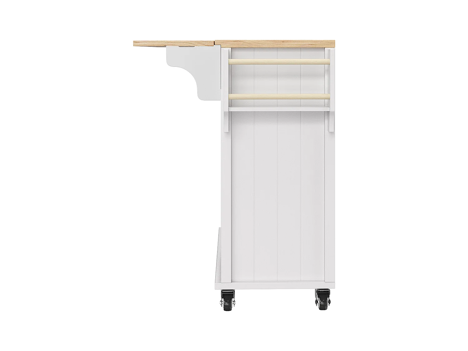 Cuisine mobile avec rangement, îlot MDF bois, roulettes, porte en verre, porte-serviette, noir (139x40x94.5 cm)