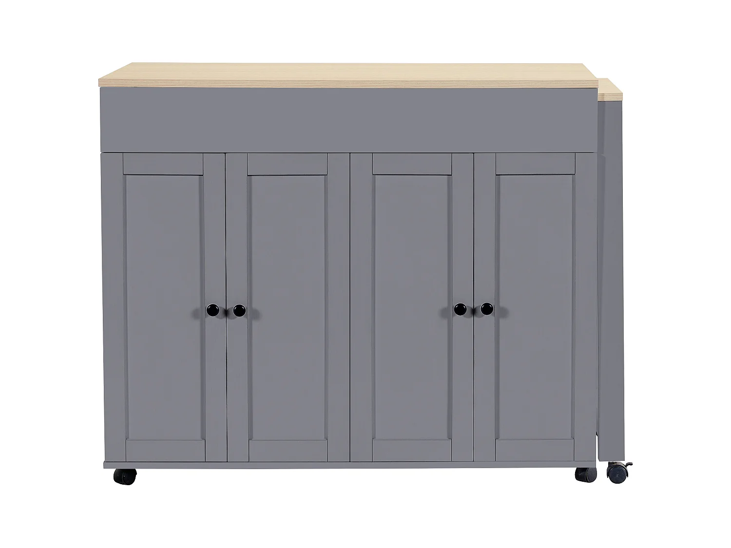 Uitschuifbare bartafel met opbergruimte, MDF en metaal, grijs (118-180x50x94 cm)