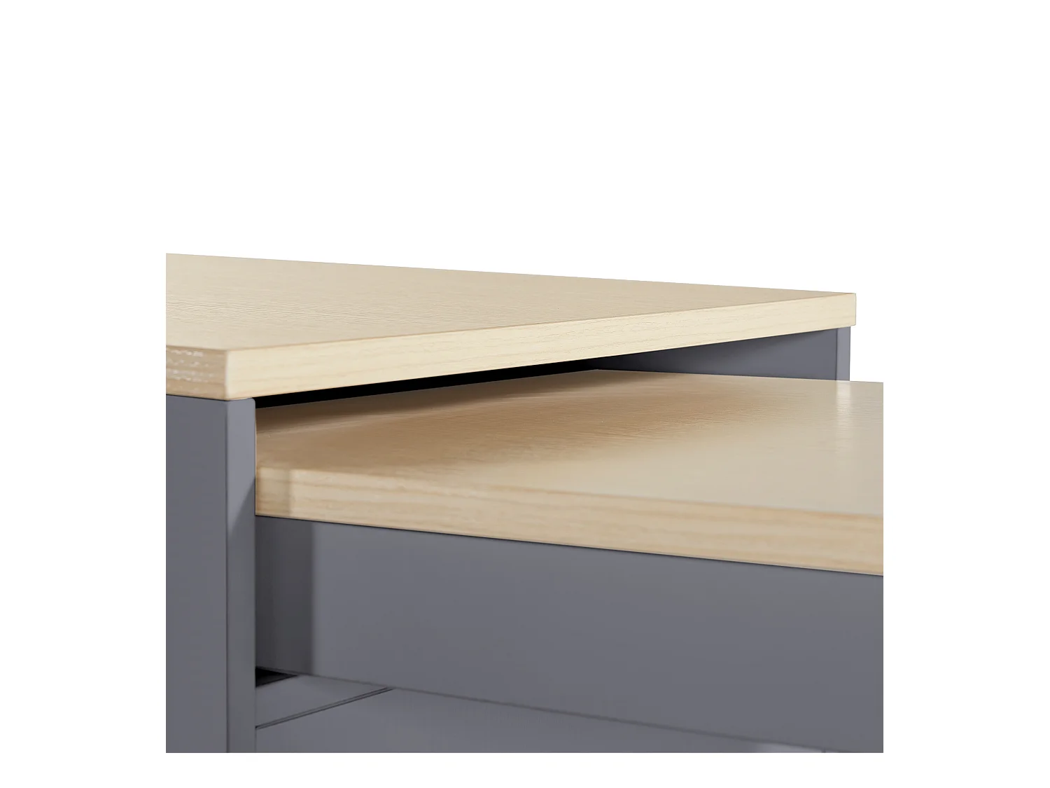 Uitschuifbare bartafel met opbergruimte, MDF en metaal, grijs (118-180x50x94 cm)
